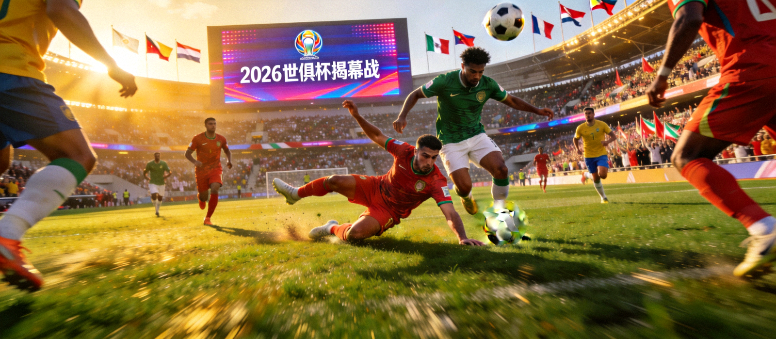2026世俱杯揭幕战现场球员激烈拼抢的精彩瞬间