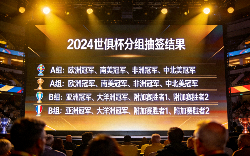世俱杯抽签仪式现场大屏幕展示分组结果